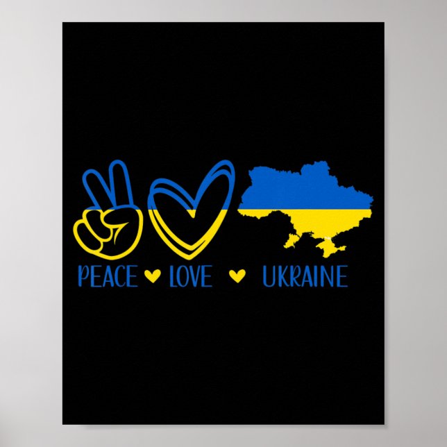 Peace Kärlek Ukraina Support Ukrainska Flagga Peac Poster (Framsidan)