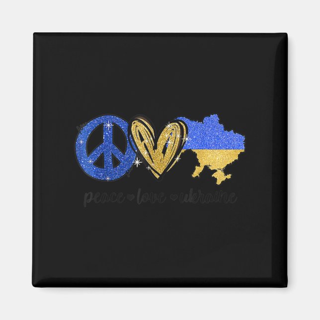 Peace Kärlek Ukraina Ukrainas ukrainska Flagga stå Magnet (Framsidan)