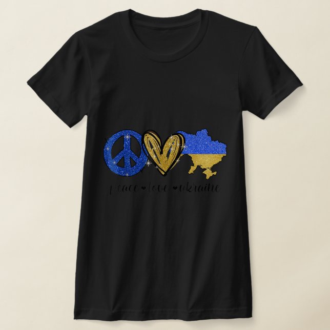 Peace Kärlek Ukraina Ukrainas ukrainska Flagga stå T Shirt (Laydown)
