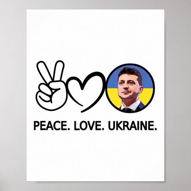 Peace Kärlek Ukraina Volodymyr Zelensky Ukraininia Poster (Framsidan)