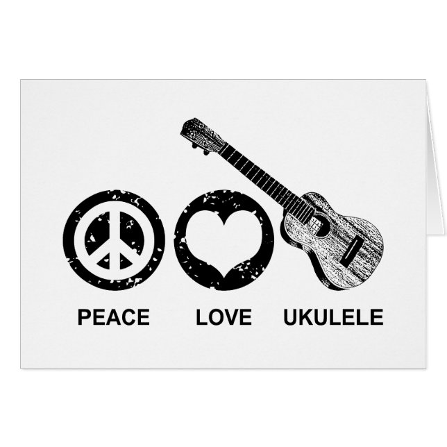 Peace Kärlek Ukulele Hälsningskort (Framsidan Horizontal)