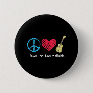 Peace Kärlek Ukulele Hawaiian Music Ukelele Uke Knapp
