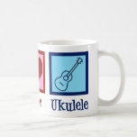 Peace Kärlek Ukulele Kaffemugg<br><div class="desc">Peace Kärlek Ukulele. Cute ukuleles-spelarpresenten med fredstecken,  hjärta och coola.</div>