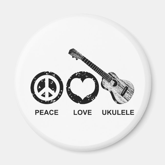 Peace Kärlek Ukulele Magnet (Framsidan)