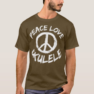 Peace Kärlek Ukulele som säger Design Guitar Music T Shirt