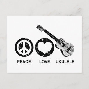 Peace Kärlek Ukulele Vykort