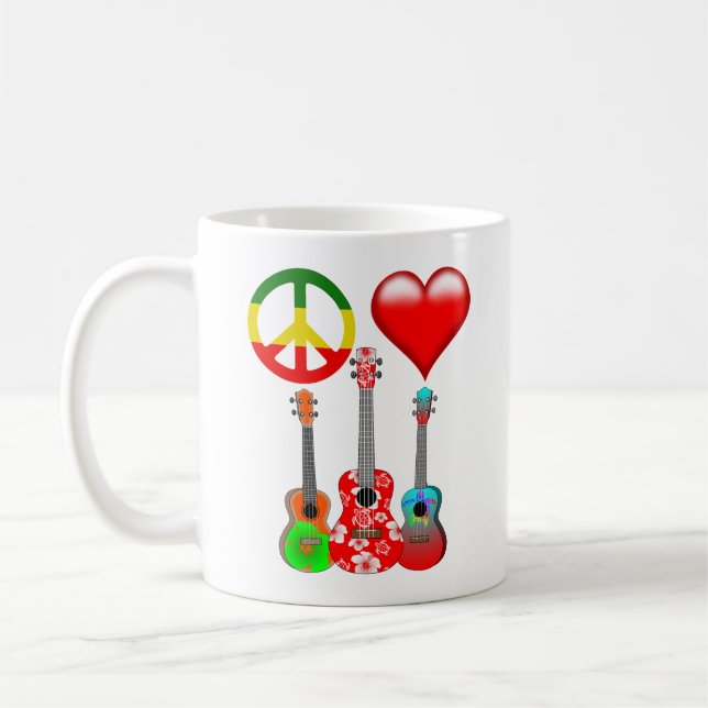 Peace Kärlek Ukuleles Kaffemugg (Vänster)