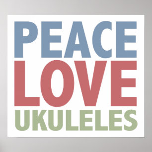 Peace Kärlek Ukuleles Poster