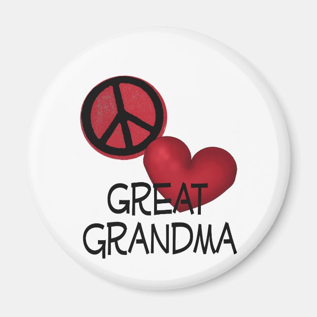 Peace Kärlek Underbar Grandma Magnet (Framsidan)