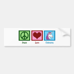 Peace Kärlek Unicorns Bildekal