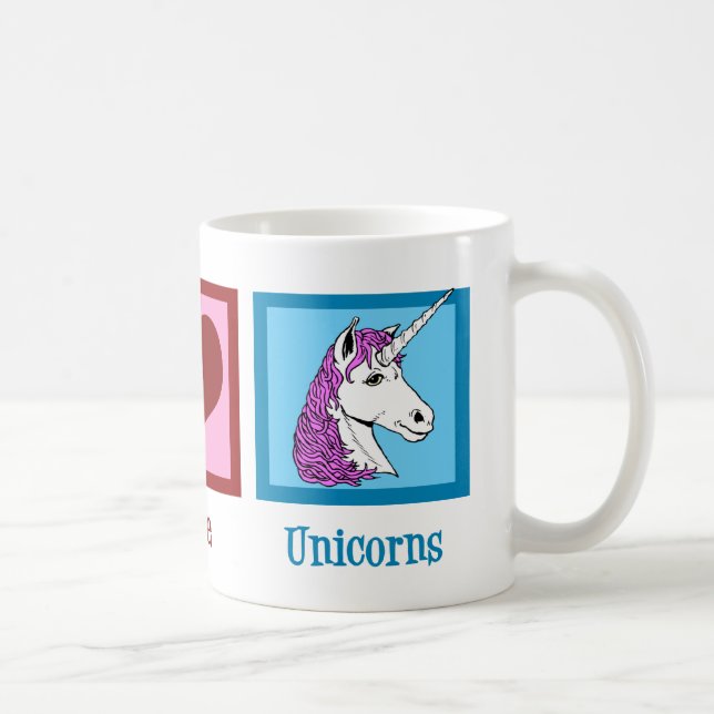 Peace Kärlek Unicorns Kaffemugg (Höger)