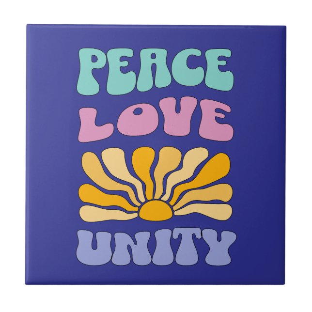 Peace Kärlek Unity Kakelplatta (Framsidan)