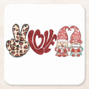Peace Kärlek Valentineser VALENTINES DAY Underlägg Papper Kvadrat