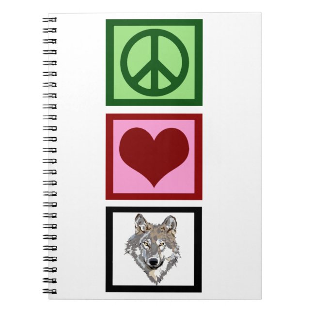 Peace Kärlek Vargar Anteckningsbok Med Spiral (Framsidan)