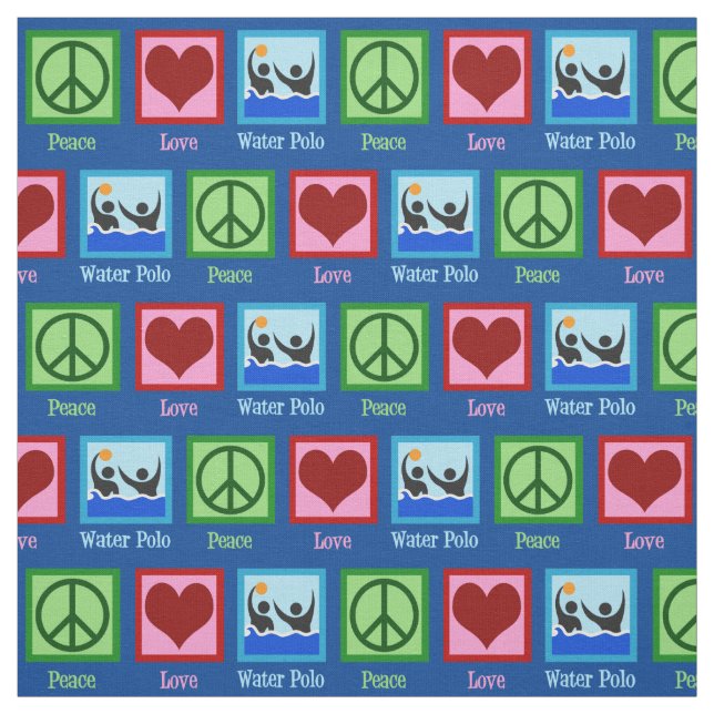 Peace Kärlek Vatten Polo Team Blue Tyg (Provkarta)