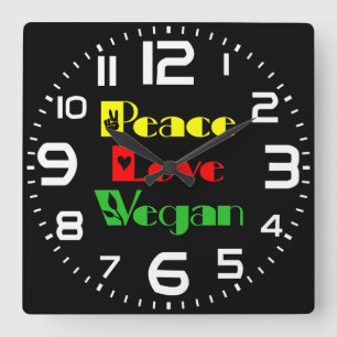 Peace KÄRLEK VEGAN Coola, Retro Fyrkantig Klocka