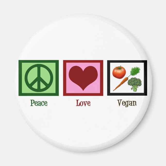 Peace Kärlek Vegan Magnet (Framsidan)