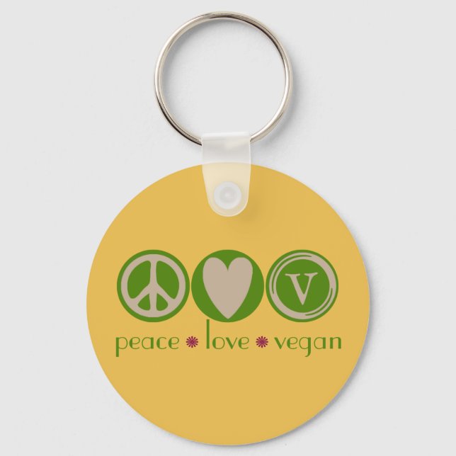 Peace Kärlek Vegan Nyckelring (Framsida)