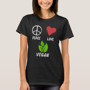 Peace Kärlek Vegan Pacifist Animal Life Vegetari T Shirt