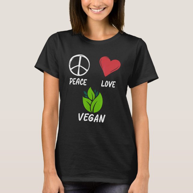 Peace Kärlek Vegan Pacifist Animal Life Vegetari T Shirt (Framsida)