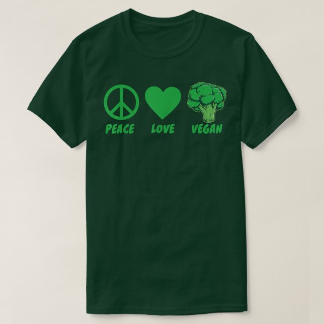 Peace Kärlek Vegan Vegetables for Veggies Veganism T Shirt (Design framsida)