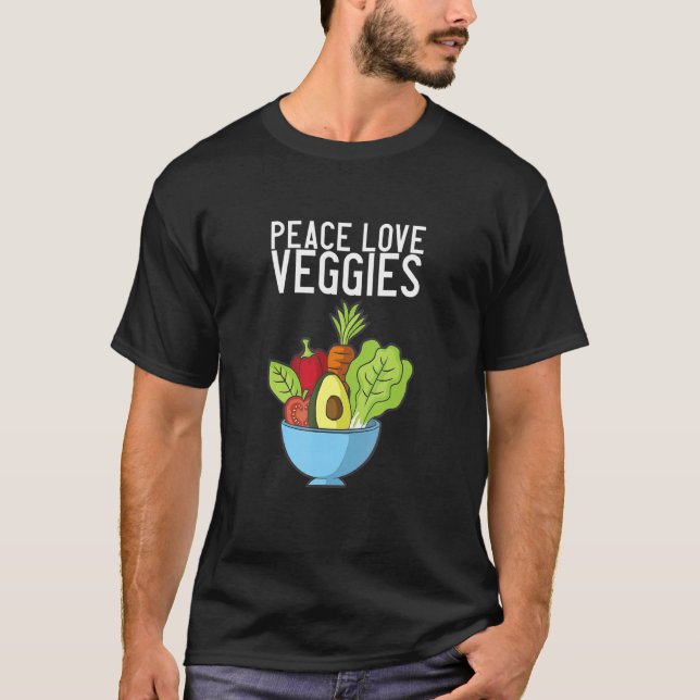 Peace Kärlek Vegan Veggies T Shirt (Framsida)
