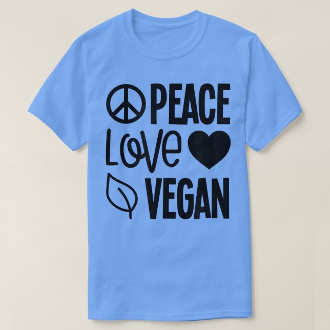 Peace Kärlek Vegan WFPB Vegetarian Herbiäger Plant T Shirt (Design framsida)