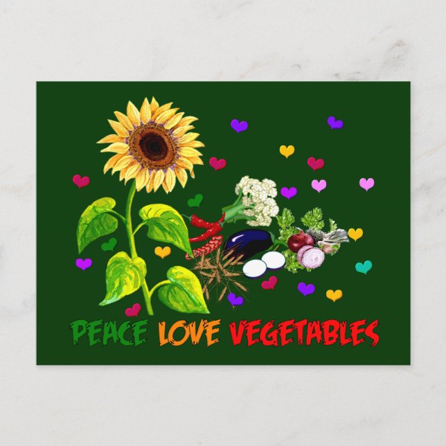 Peace Kärlek Vegetables Vykort (Framsida)