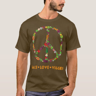 Peace Kärlek Veggies Älskare Vegetables Healthy Vg T Shirt