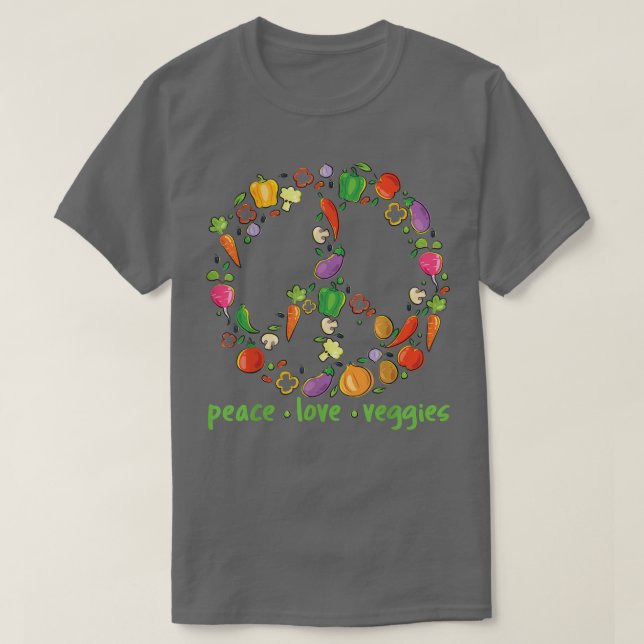 Peace Kärlek Veggies Eat Vegetables Vegetarian T Shirt (Design framsida)