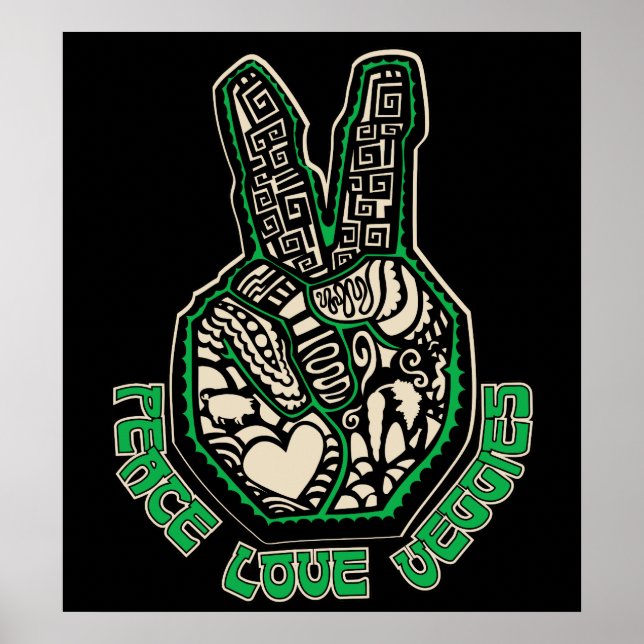 Peace Kärlek Veggies Poster (Framsidan)