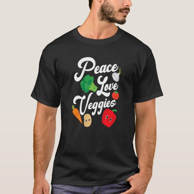Peace Kärlek Veggies T Shirt (Framsida)