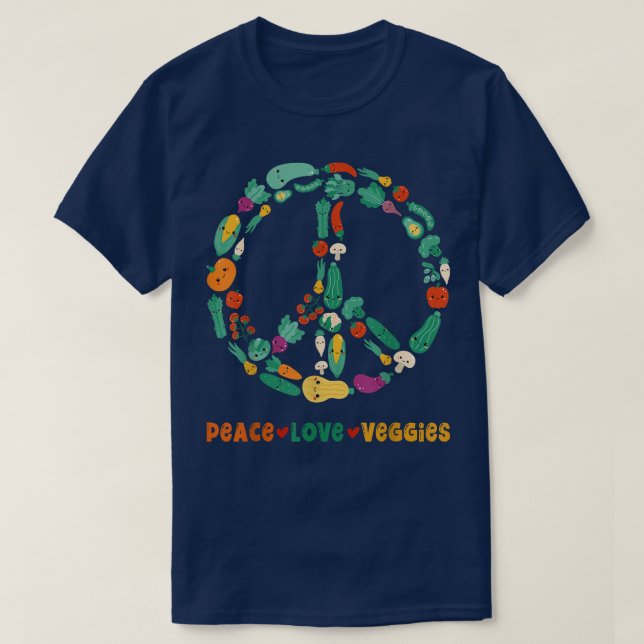 Peace Kärlek Veggies Veggies Vegan Vegetarian Plan T Shirt (Design framsida)