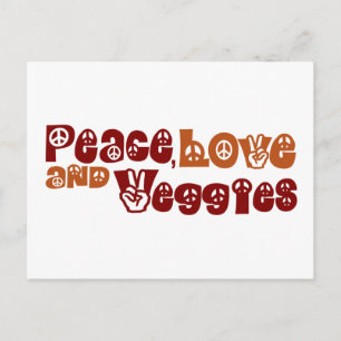 Peace Kärlek Veggies Vykort