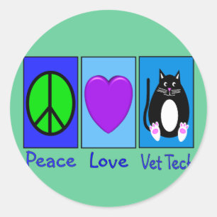 Peace Kärlek Vet Tech Runt Klistermärke