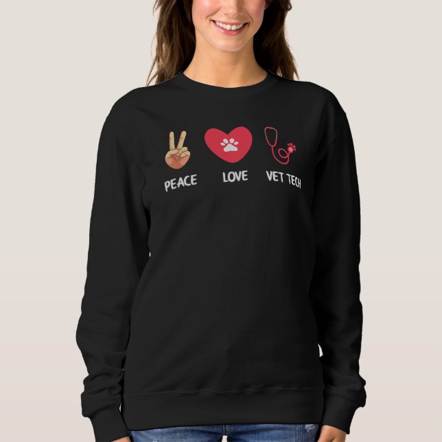 Peace Kärlek Vet Tech Vet Tech Veterinarian Techni T Shirt (Framsida)