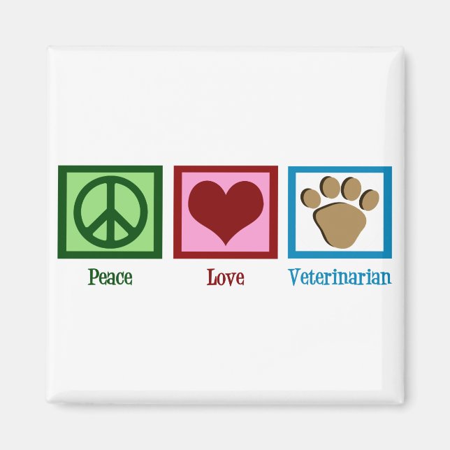 Peace Kärlek Veterinär Magnet (Framsidan)
