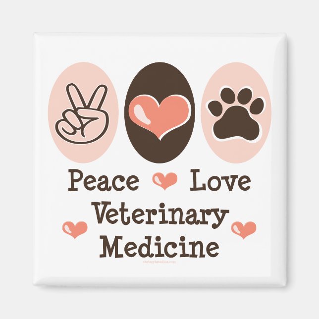Peace Kärlek Veterinary Medicine Magnet (Framsidan)