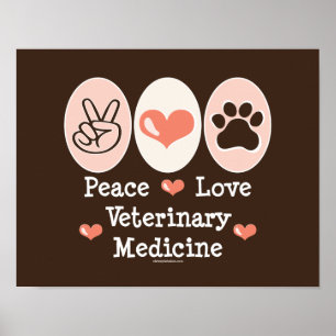 Peace Kärlek Veterinary Medicine Poster