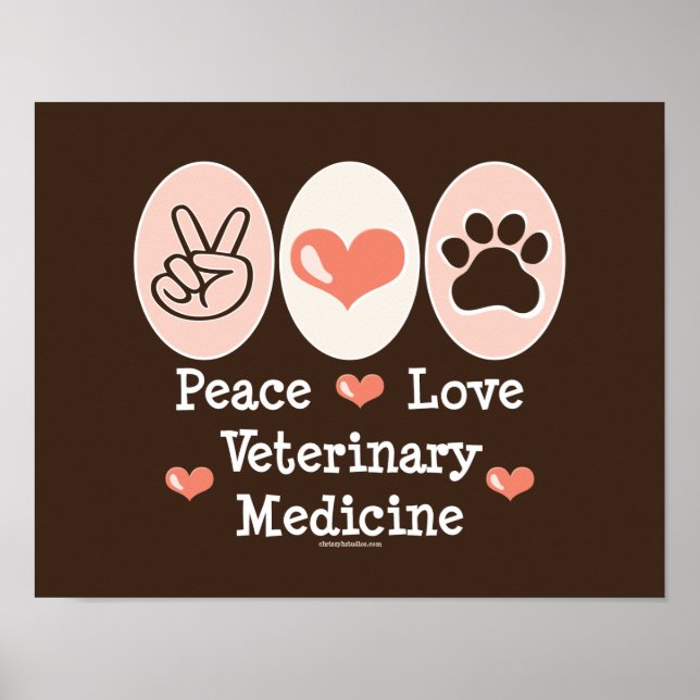 Peace Kärlek Veterinary Medicine Poster (Framsidan)