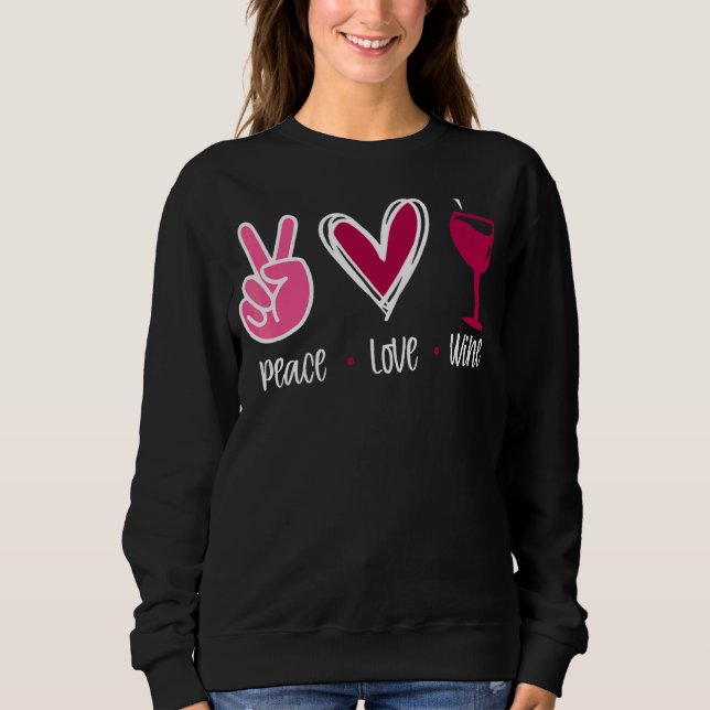 Peace Kärlek Vin T Shirt (Framsida)