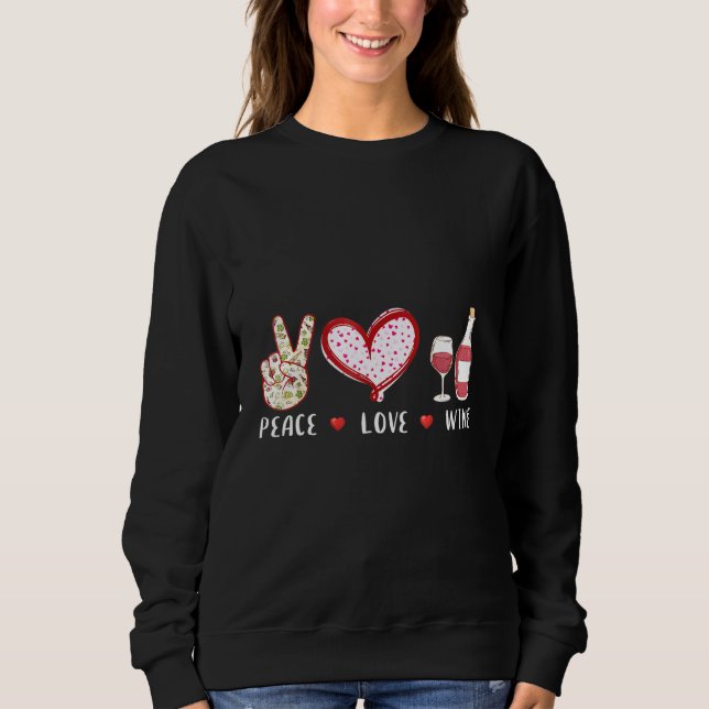 Peace Kärlek Vin T Shirt (Framsida)