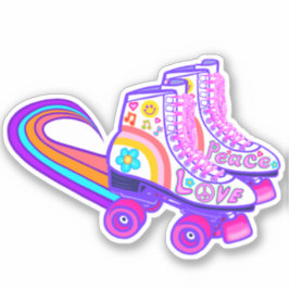 Peace Kärlek Vintage Rainbow Roller Skate Sticker Klistermärken