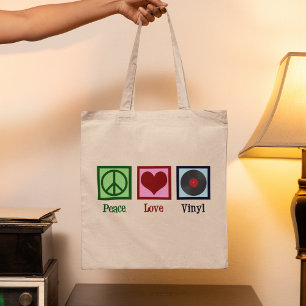 Peace Kärlek vinylregister Tygkasse