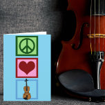Peace Kärlek Violin Cute Blue Violinist jul Helgkort<br><div class="desc">Peace Kärlek Violin-gåva till en violinist i julas. Söt fredstecken,  hjärta och instrumentkonstruktion.</div>