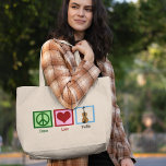Peace Kärlek Violin Jumbo Tygkasse<br><div class="desc">Cute fredstecken,  hjärta och fiol.</div>