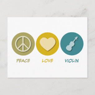 Peace Kärlek Violin Vykort
