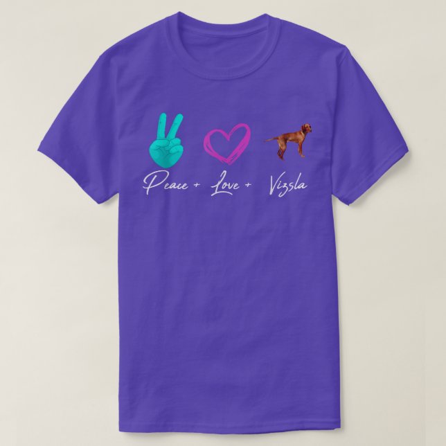 Peace Kärlek Vizsla Rolig hund Owner  T Shirt (Design framsida)