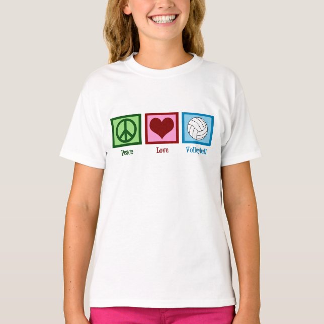 Peace Kärlek Volleyball Girls Tee (Framsida)