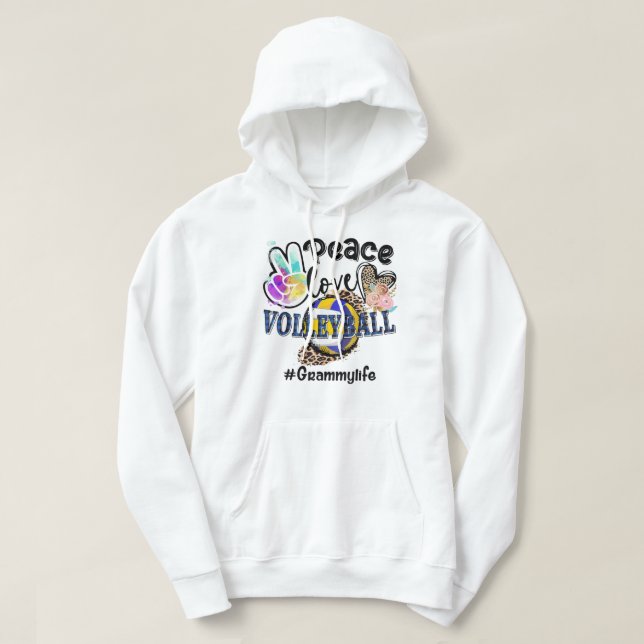 Peace Kärlek Volleyball Grammy Life Mamma Grandma  Hoodie (Design framsida)